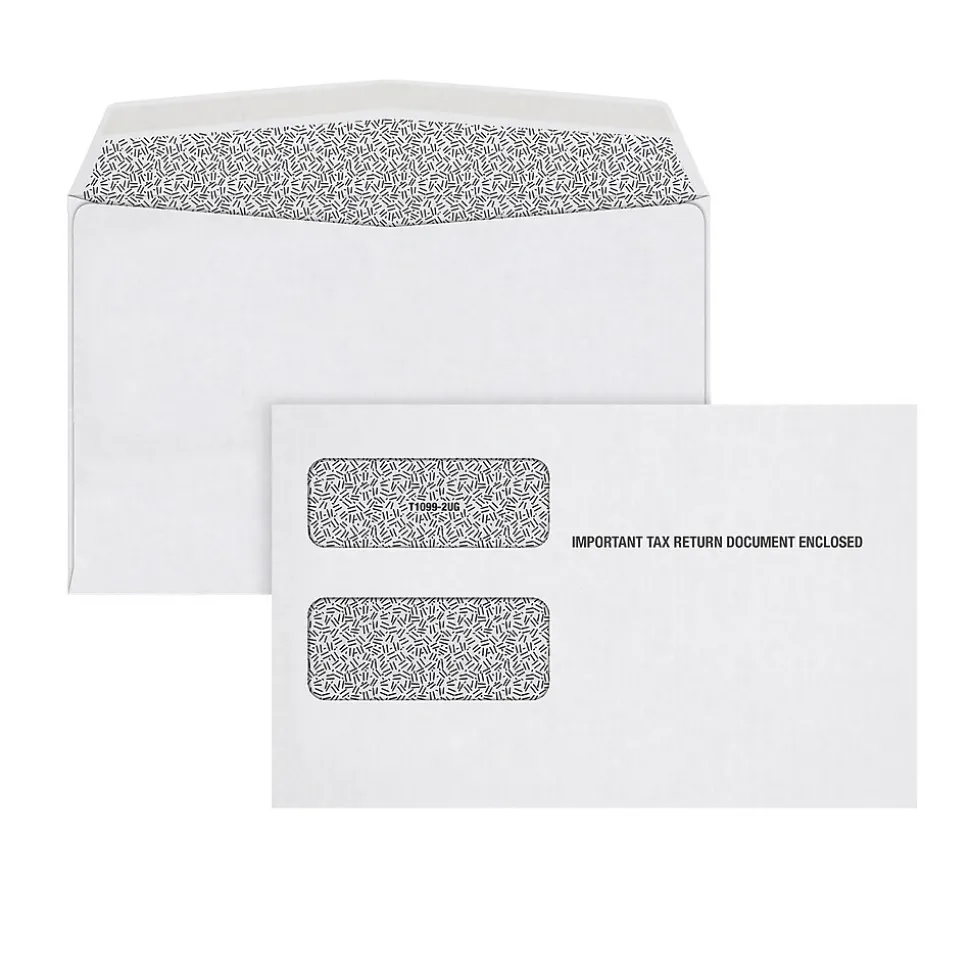 Double Window Tax Form Envelopes, White, 100/Pack (7956E-S) | Adams Outlet