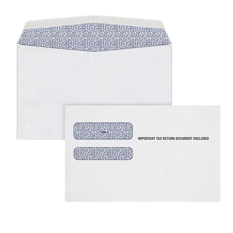 Gummed Double Window 1095 B&C Tax Form Envelopes, White, 100/Pack (DW1095BC18-S) | Adams Sale