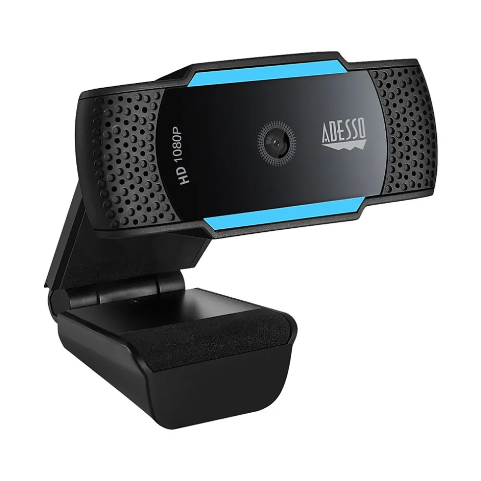 CyberTrack HD 1920x1080 Webcam, 2.1 Megapixels, Black/Blue (CYBERTRACKH5-TAA) | Adesso Shop