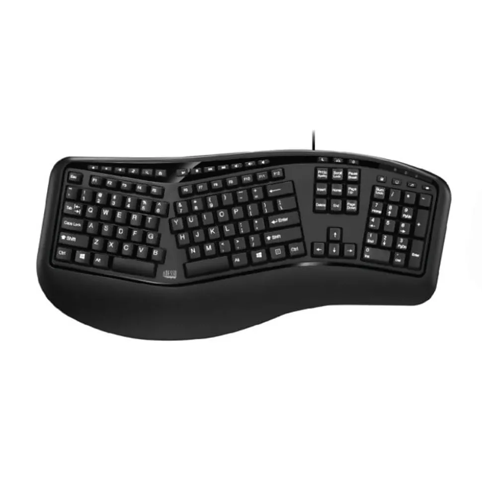 Desktop Ergonomic Keyboard, Black (AKB-150UB) | Adesso Fashion