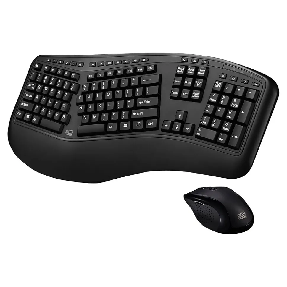 Tru-Form Media 1500 Wireless Keyboard & Mouse, Black (RT1715) | Adesso Fashion