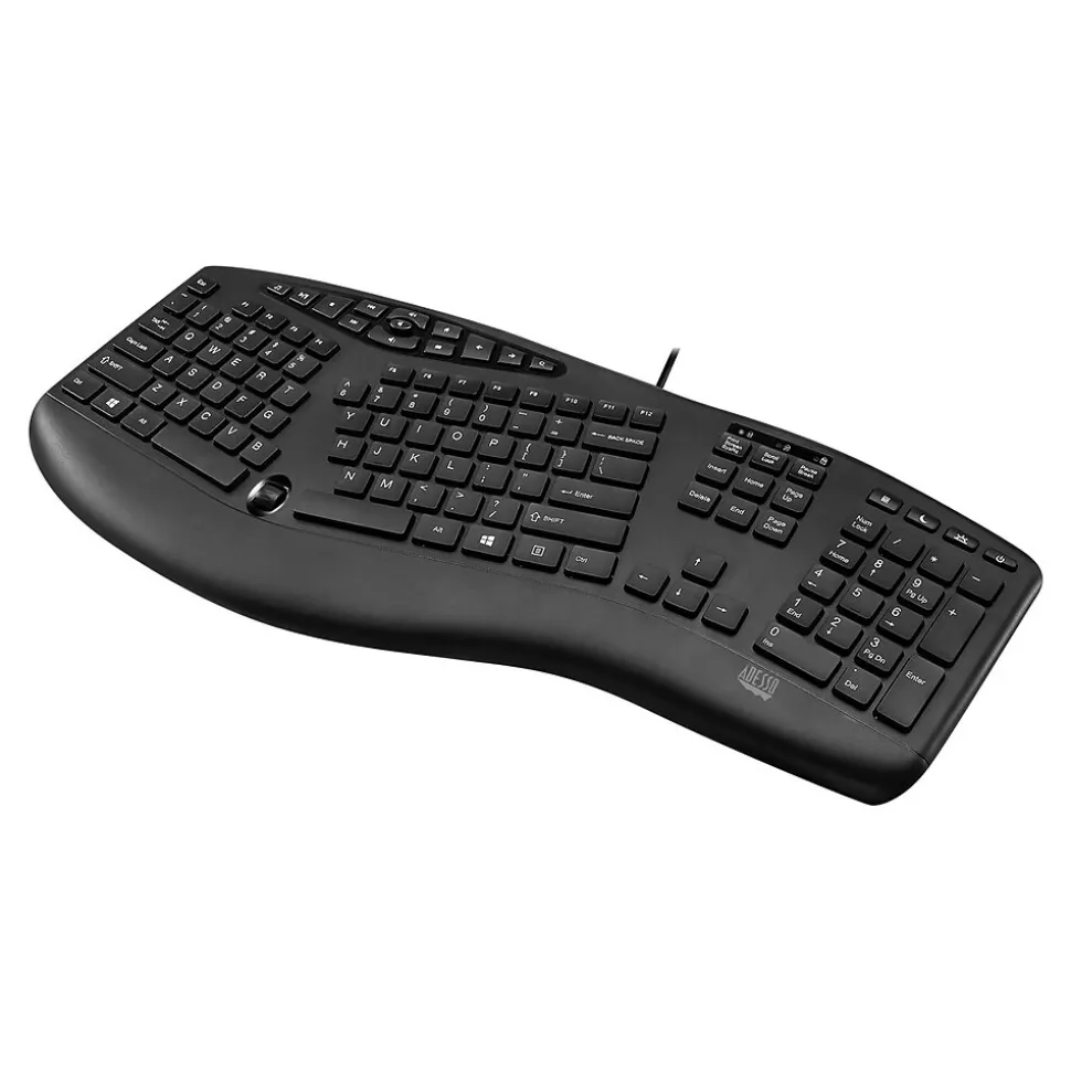 Tru-Form Media Ergonomic Keyboard, Black (AKB-160UB) | Adesso Discount