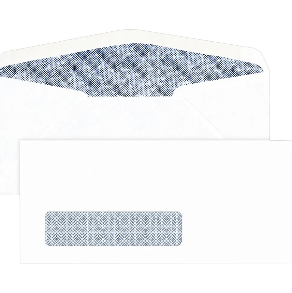 Security Tinted #10 Window Envelope, 4 1/8" x 9 1/2", White, 500/Box (73047) | Ampad Store