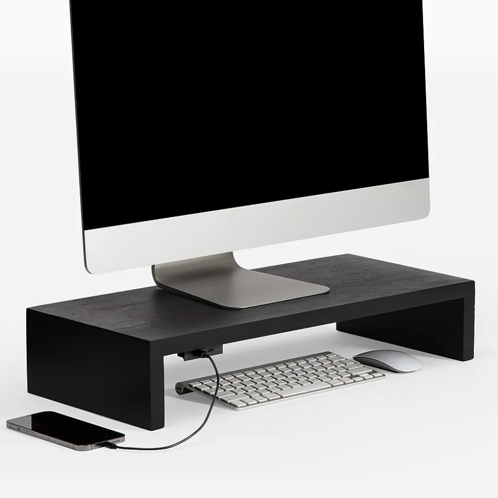 Mango Wood Monitor Stand, Up to 32" Monitor, (MS-FNG-BLK-P) | Anji Mountain Fashion