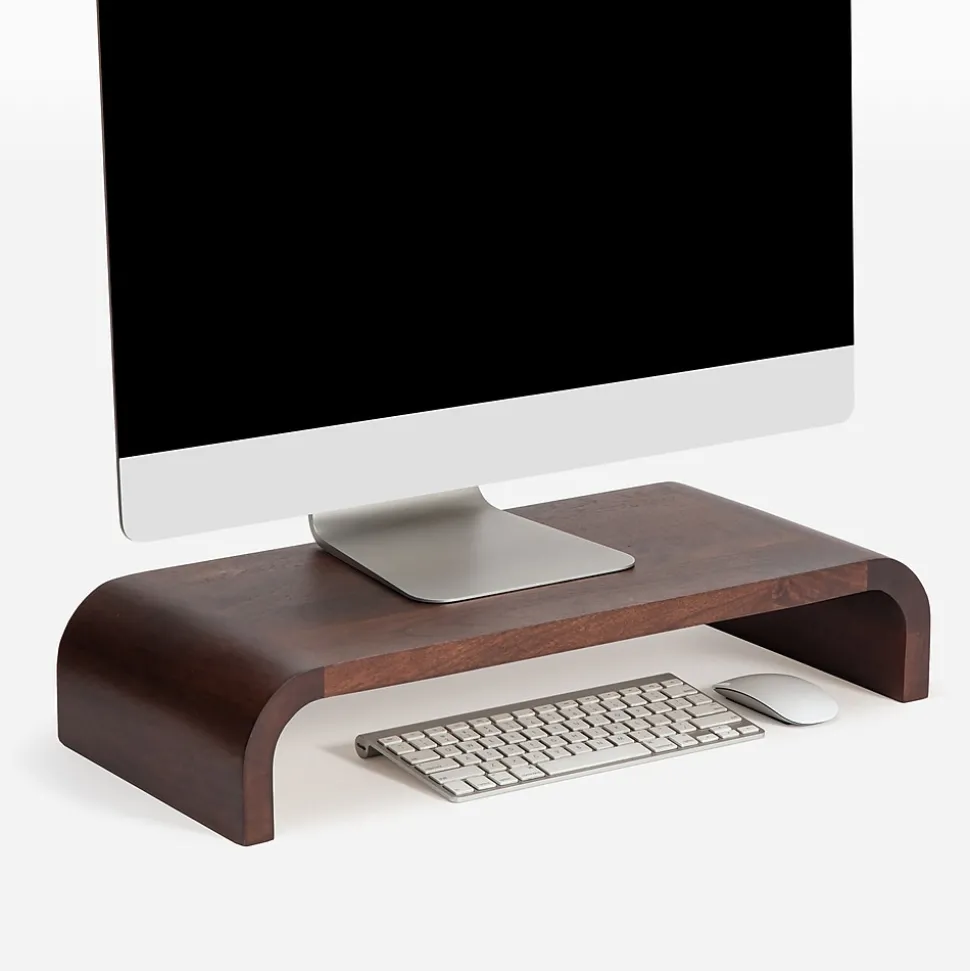 Mango Wood Monitor Stand, Up to 32" Monitor, (MS-CRV-WAL) | Anji Mountain Sale