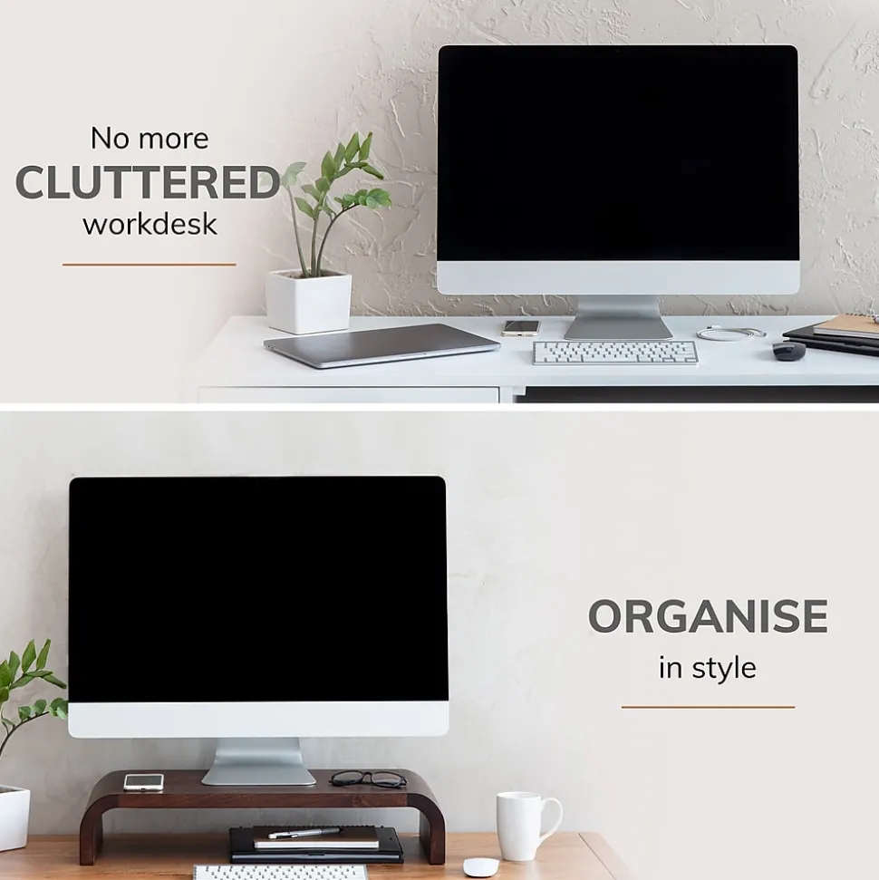 Mango Wood Monitor Stand, Up to 32" Monitor, (MS-CRV-WAL) | Anji Mountain Sale