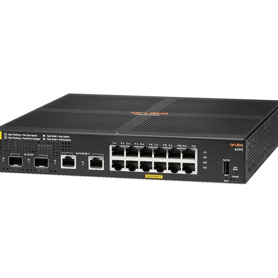 6000 12-port 1GbE PoE Layer 2 Switch, Black (R8N89A#ABA) | Aruba Shop