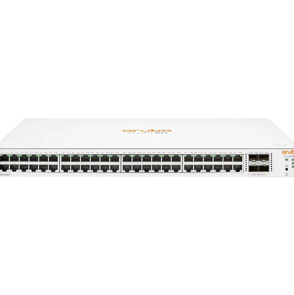 Instant On 1830 48-Port Gigabit Ethernet Managed Switch, 10/100/1000 Mbps, White (JL814A#ABA) | Aruba Clearance