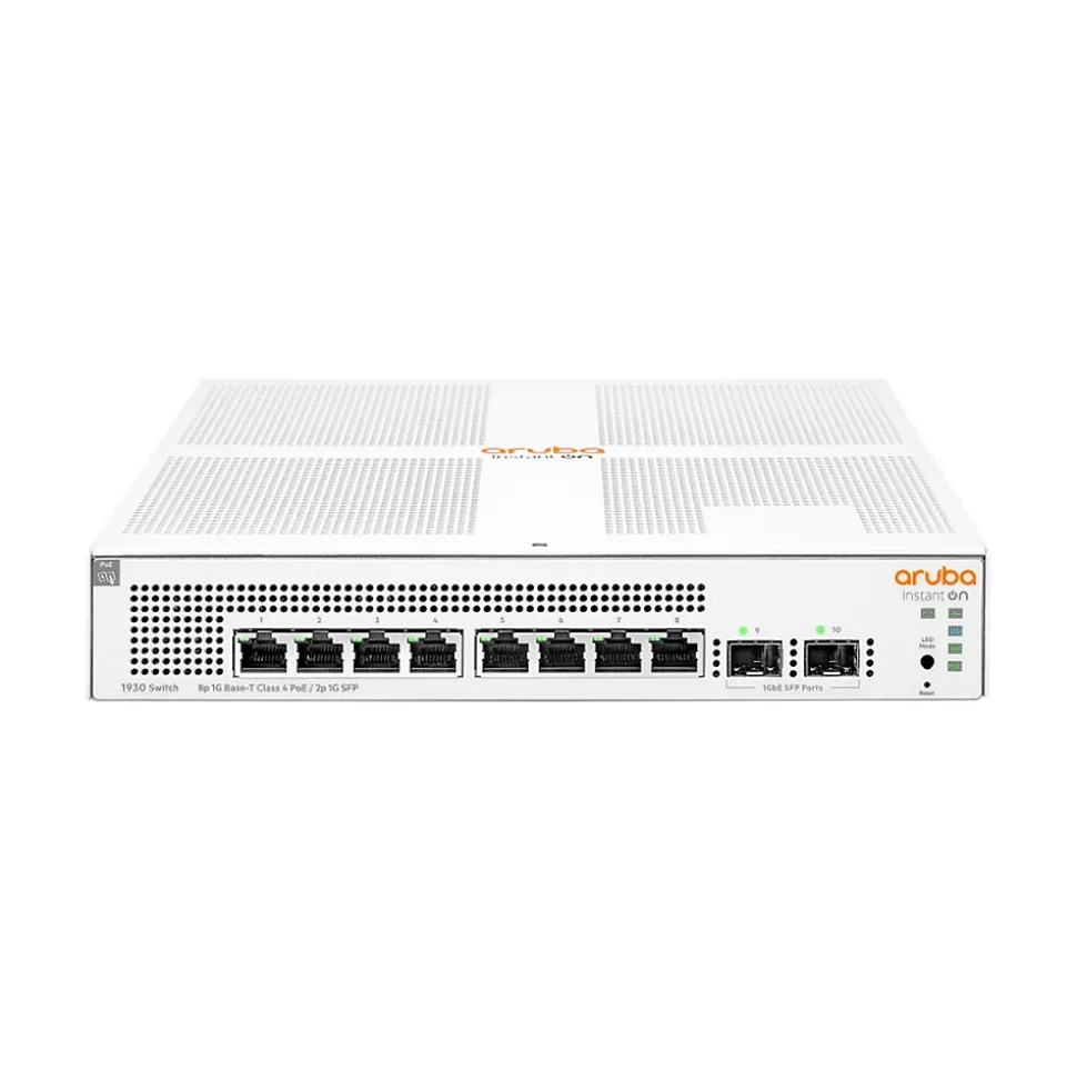 Instant On 1930 8-Port Gigabit Ethernet Managed Switch, 10/100/1000 Mbps, White (JL681A#ABA) | Aruba New