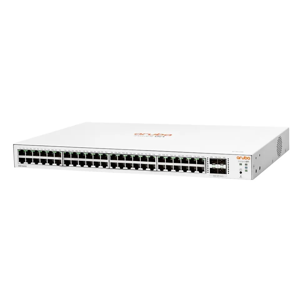 Instant On 1830 48-Port Gigabit Ethernet Managed Switch, 10/100/1000 Mbps, White (JL814A#ABA) | Aruba Clearance