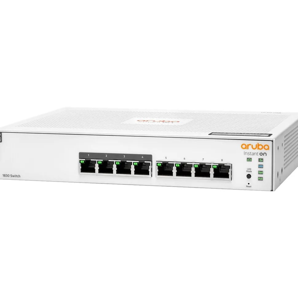 Instant On 1830 8-Port Gigabit Ethernet Managed Switch, 10/100/1000 Mbps, White (JL811A#ABA) | Aruba Sale