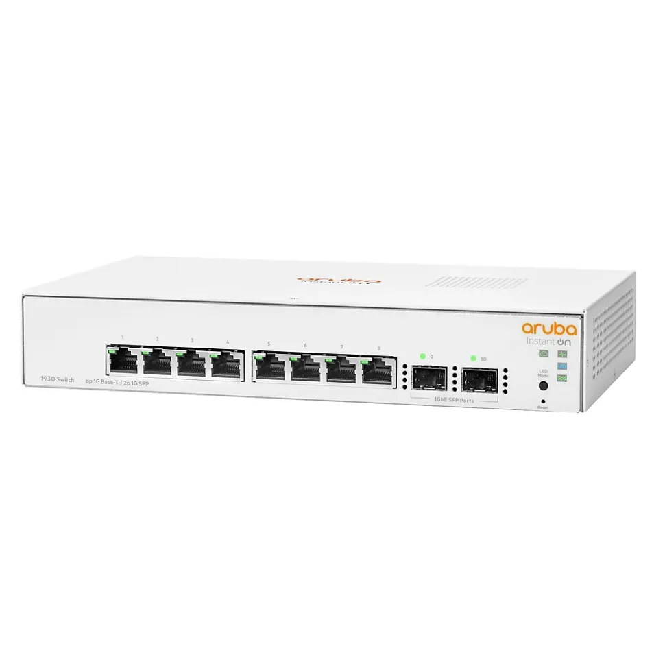 Instant On 1930 8-Port Gigabit Ethernet Managed Switch, 10/100/1000 Mbps, White (JL680A#ABA) | Aruba Hot