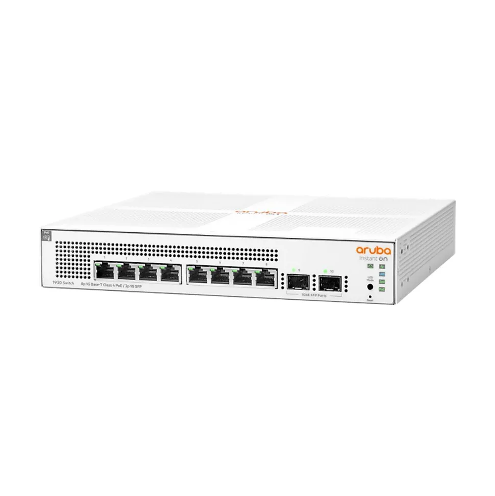 Instant On 1930 8-Port Gigabit Ethernet Managed Switch, 10/100/1000 Mbps, White (JL681A#ABA) | Aruba New