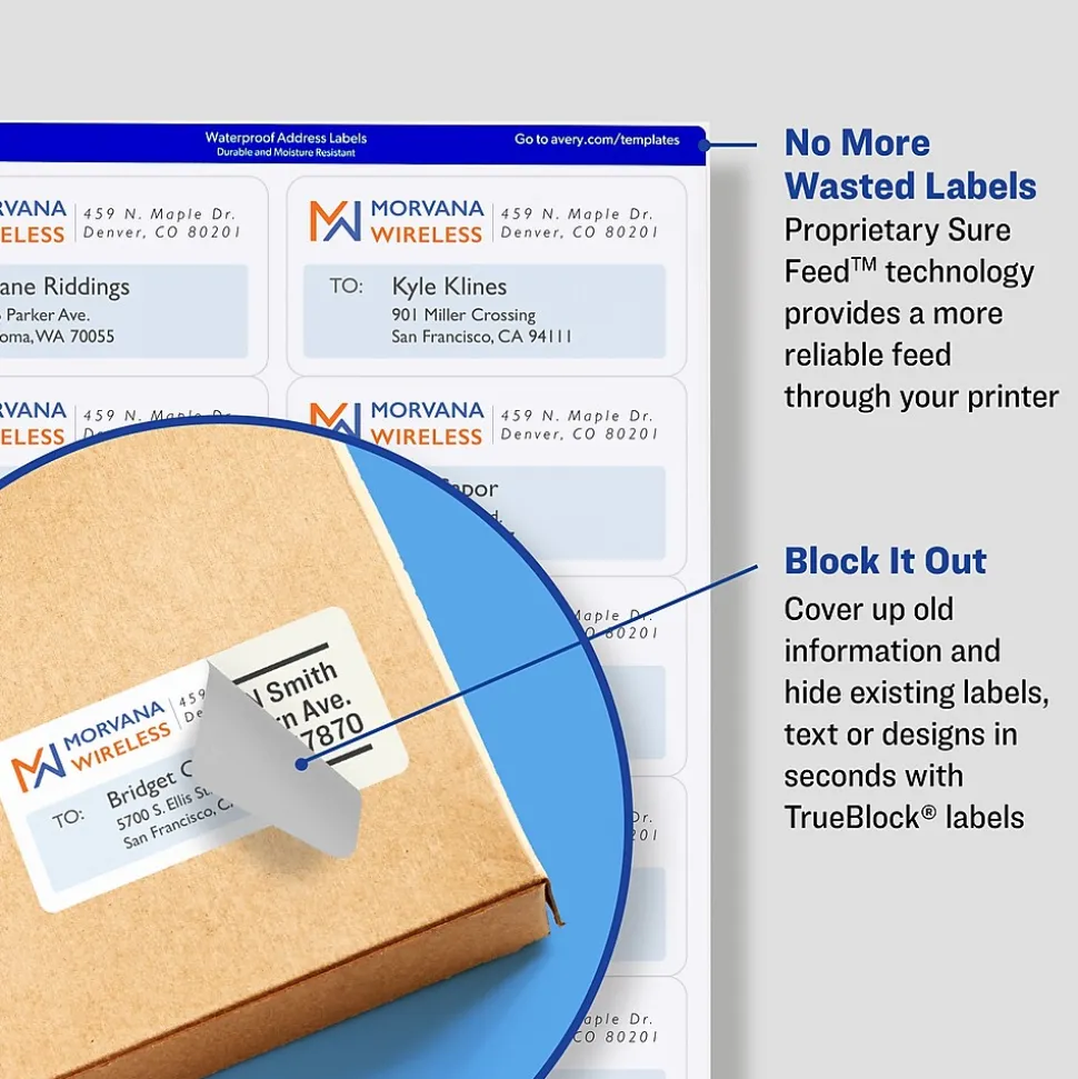 TrueBlock Inkjet Shipping Labels, 3-1/3" x 4", White, 600 Labels/Box (8464) | Avery Best