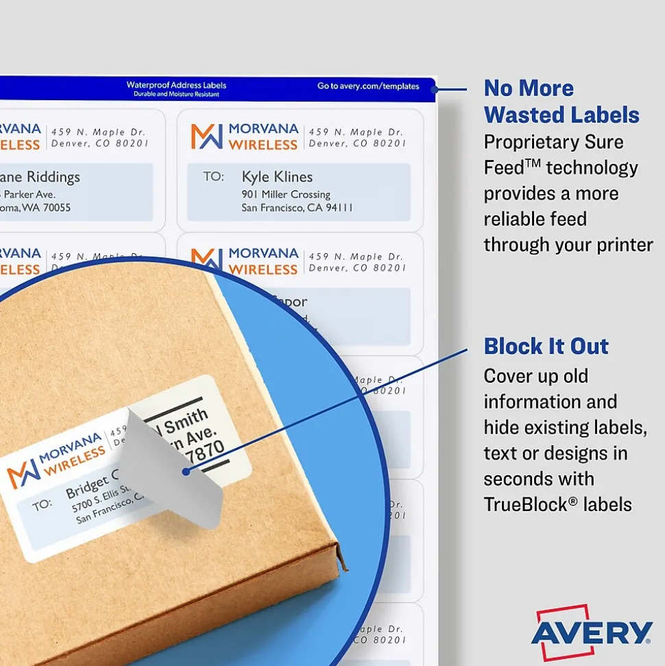 TrueBlock Laser Shipping Labels, 3-1/2" x 5", White, 400 Labels/Box (5168) | Avery Clearance