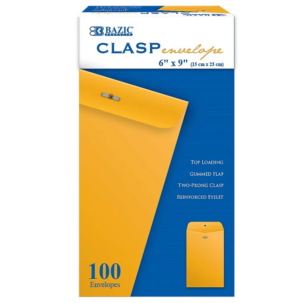 Kraft Clasp Security Tinted Catalog Envelope, 6" x 9", 100/Pack (BAZ5071) | Bazic Discount
