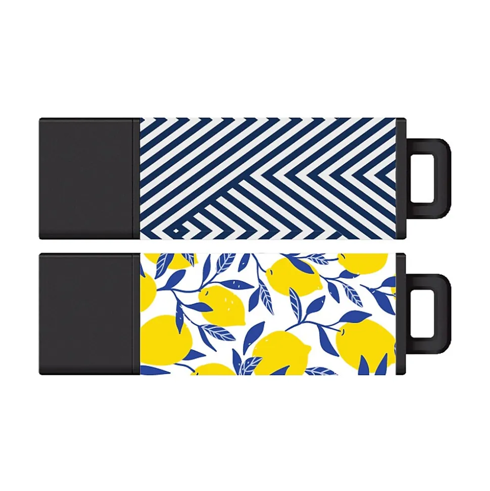 DataStick Pro 2 64GB USB 2.0 Type-A Flash Drives, Abstract Blue/Lemon Sweet, 2/Pack (C1-U3T066-64G-2) | Centon Clearance