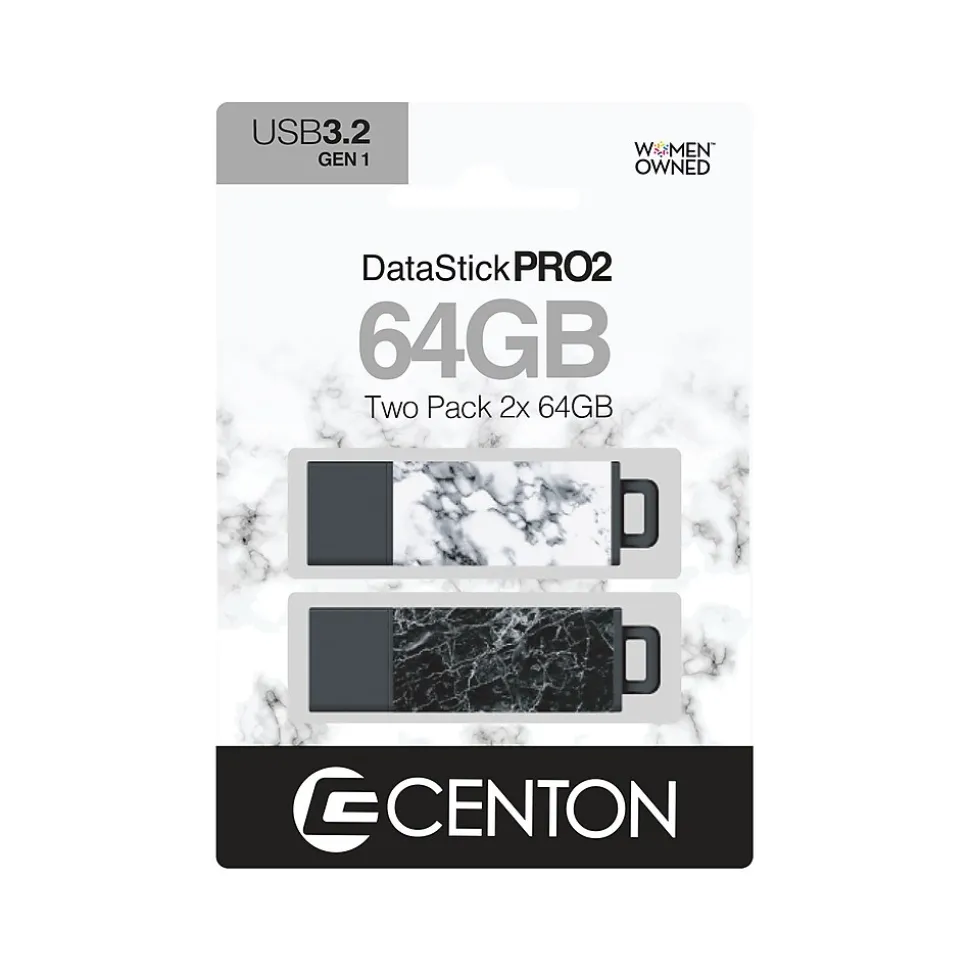 DataStick Pro2 64GB USB 3.2 Type A Flash Drive, Marble Stormy/Marble Onyx, 2/Pack (C1-U3T026-64G-2) | Centon Shop