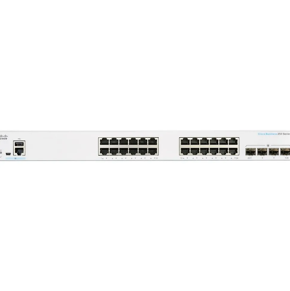 250 CBS250-24PP-4G-NA 24 Ports Gigabit Ethernet Rack Mountable Switch | Cisco Sale