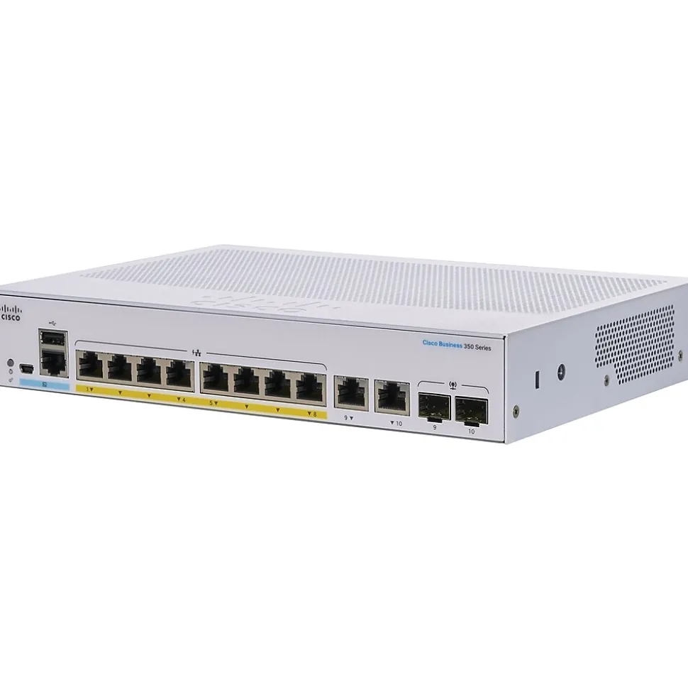 350 10-Port Gigabit Ethernet Managed Switch, Silver (CBS3508FPE2GNA) | Cisco Outlet