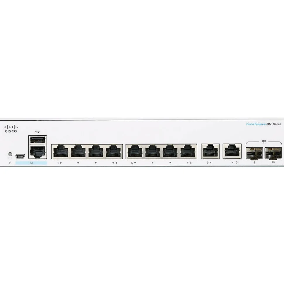 350 10-Port Gigabit Ethernet Managed Switch, Silver (CBS3508FPE2GNA) | Cisco Outlet