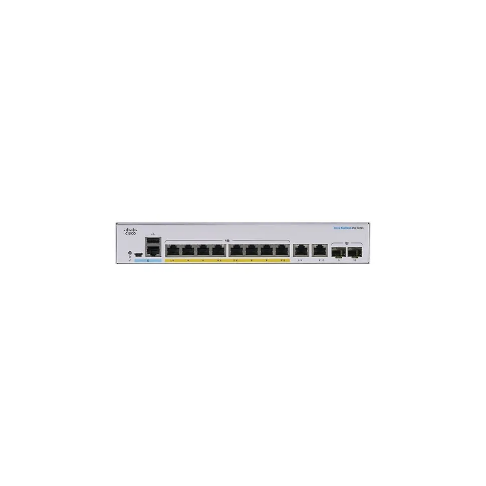 250 8-Port Gigabit Ethernet Managed Switch, Silver (CBS2508FPE2GNA) | Cisco Store