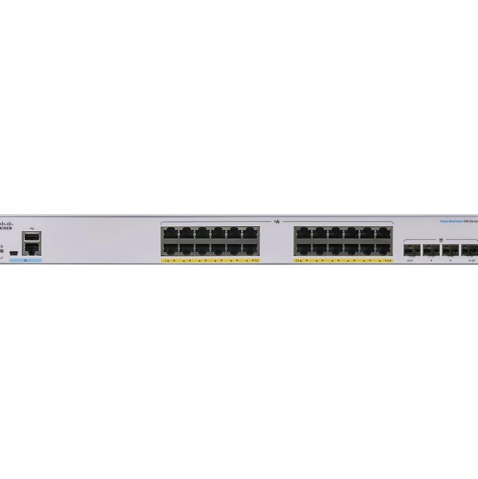 250 24-Port Gigabit Ethernet Managed Switch, Silver (CBS25024P4GNA) | Cisco Online