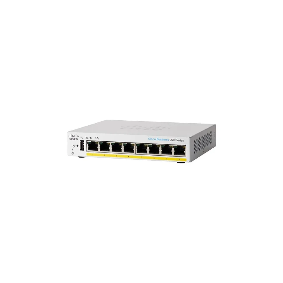 250 8-Port Gigabit Ethernet Managed Switch, Silver (CBS2508PPDNA) | Cisco Store