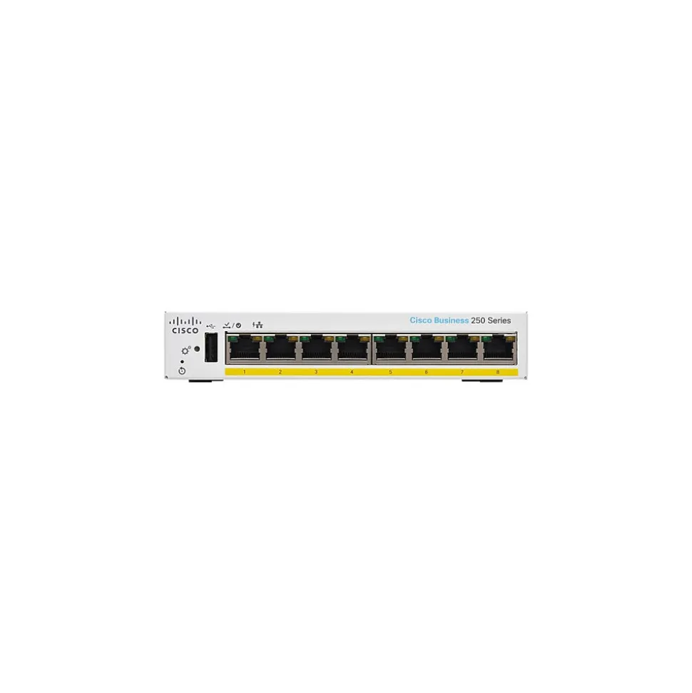 250 8-Port Gigabit Ethernet Managed Switch, Silver (CBS2508PPDNA) | Cisco Store