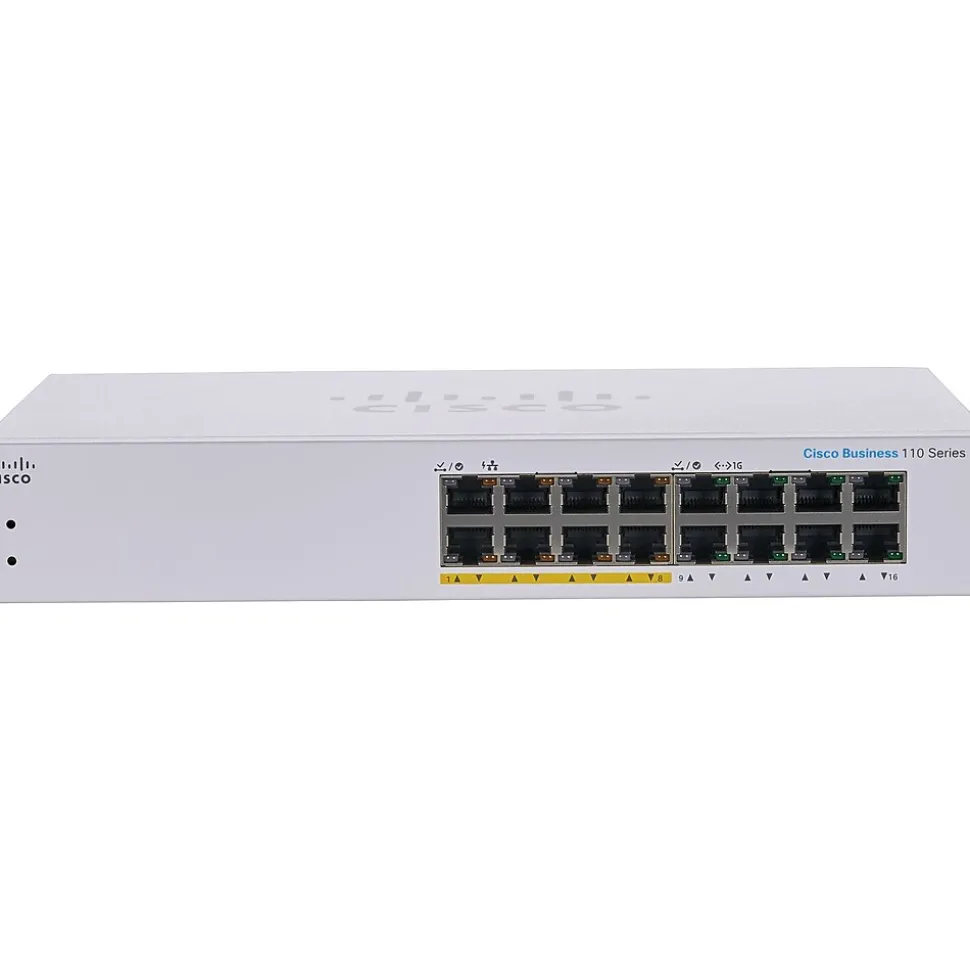 110 16-Port Gigabit Ethernet Managed Switch, Silver (CBS11016PPNA) | Cisco Fashion