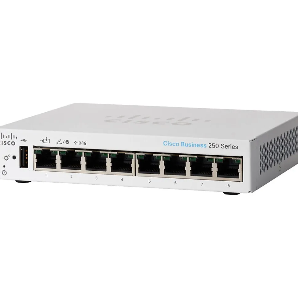 250 8-Port Gigabit Ethernet Managed Switch, Silver (CBS2508TDNA) | Cisco Best