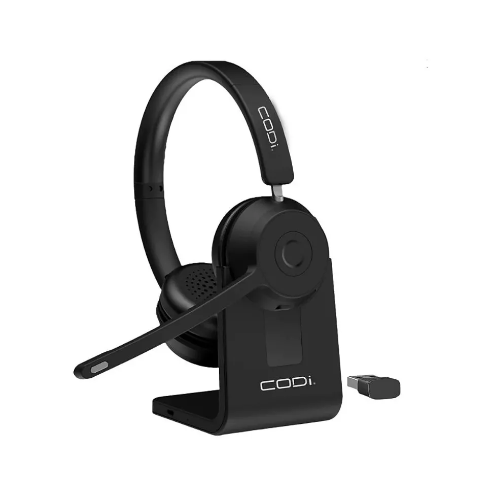 Claro Bluetooth + Wireless Stereo Headset w/ Integrated AI-Powered ENC Microphone, Black (A04619) | CODi Shop