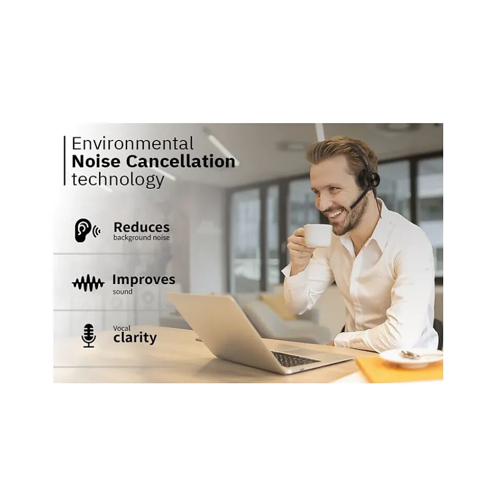 Claro USB-A Wired Mono Headset w/ Integrated AI-Powered ENC Microphone, Black (A04618) | CODi Store