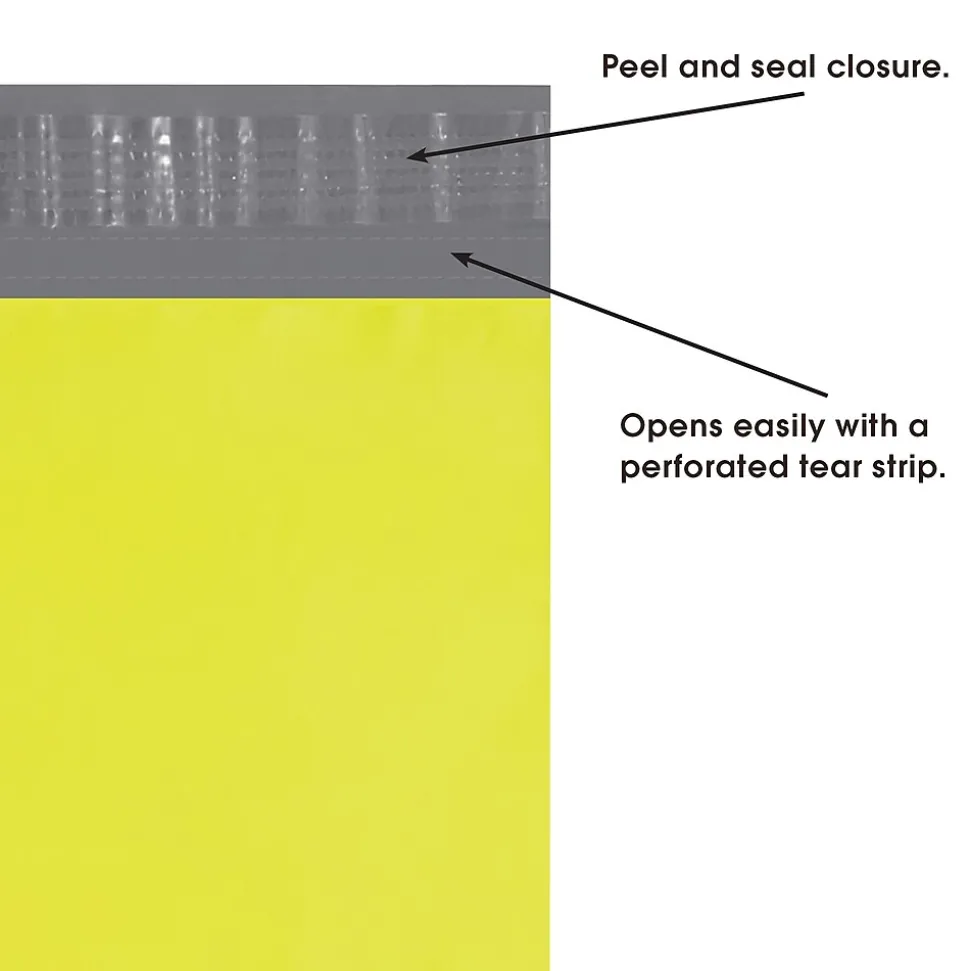 Colored Poly Mailers, Yellow, 12" x 15-1/2", 100/Case | Partners Brand Discount