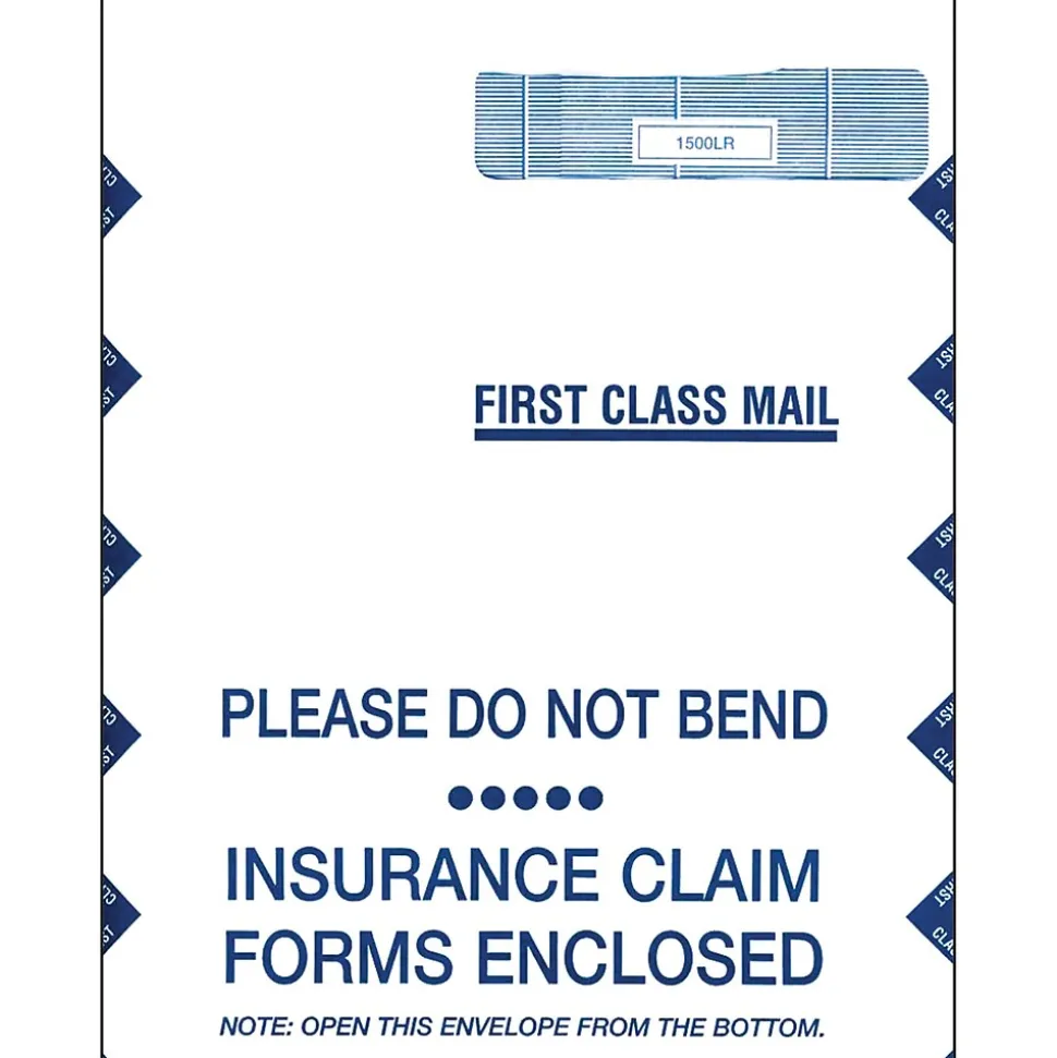 CMS-1500 Self Seal Security Tinted Window Envelope 9" x 12 1/2", White/Blue, 100/Pack (1500LR) | ComplyRight Clearance