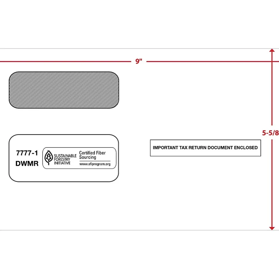 Moistenable Glue Security Tinted Double Window Tax Envelopes, 5 5/8" x 9", 50/Pack (1095CENV50) | ComplyRight Best Sale
