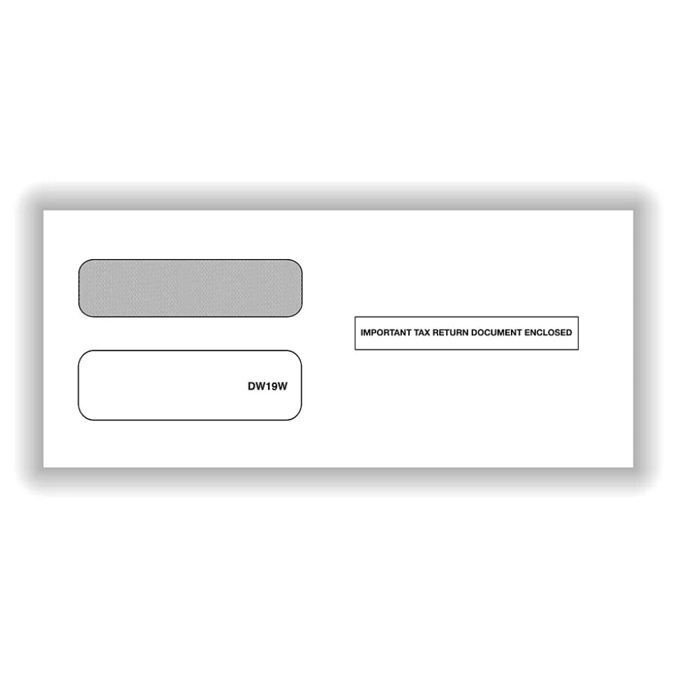 Moistenable Glue Security Tinted Double-Window Tax Envelopes, 3 7/8" x 8 3/8", 50/Pack (DW19W) | ComplyRight Sale