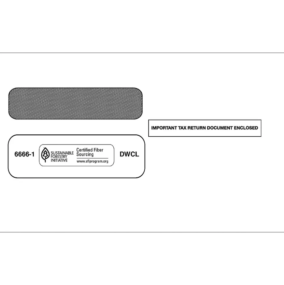 Moistenable Glue Security Tinted Double-Window Tax Envelopes, 5 5/8" x 9.25", 50/Pack (6666150) | ComplyRight New