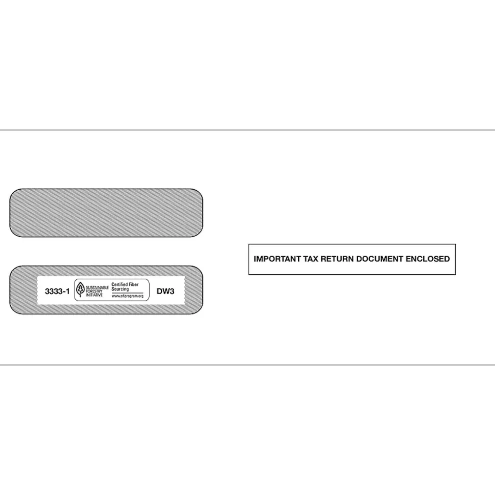 Moistenable Glue Security Tinted Double-Window Tax Envelopes, 3 7/8" x 8.5", 50/Pack (3333150) | ComplyRight Outlet