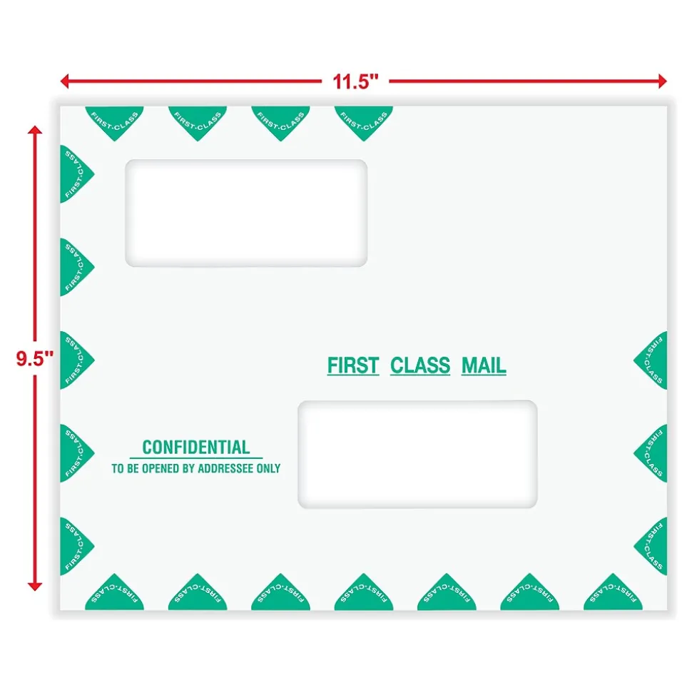 Self-Seal Tax Envelope, 9.5" x 11.5", White/Green, 50/Pack (PEV22) | ComplyRight Discount