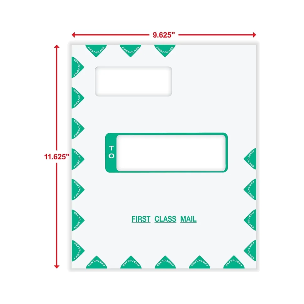 Self-Seal Tax Envelope, 11.63" x 9.63", White/Green, 50/Pack (PEV48) | ComplyRight Cheap