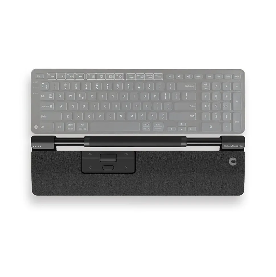 RollerMouse Pro Vegan Leather Slim Wrist Rest, Wireless, Black (CDRMPRO10110) | Contour Design Store