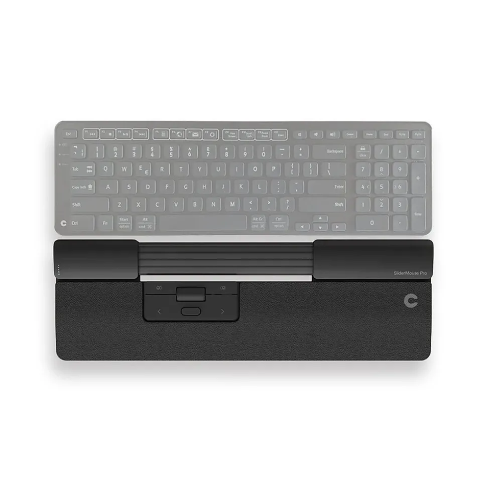 SliderMouse Pro Vegan Leather Slim Wrist Rest, Wireless, Black (CDSMPRO10110) | Contour Design Sale