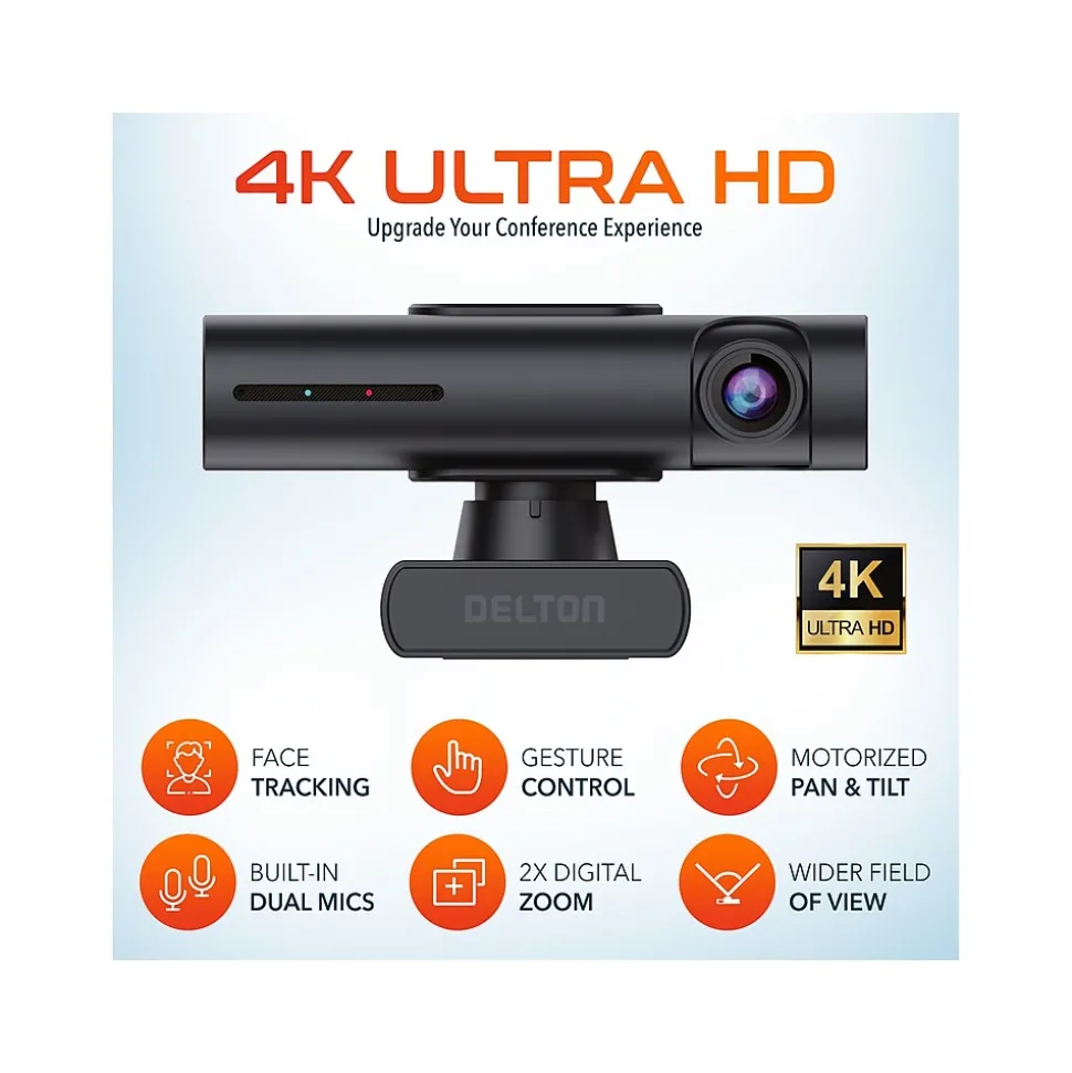AIC60 UHD 4K Face Tracking and Gesture Controls Webcam, 8.3 Megapixels, Black, (DCAIC60) | Delton Shop
