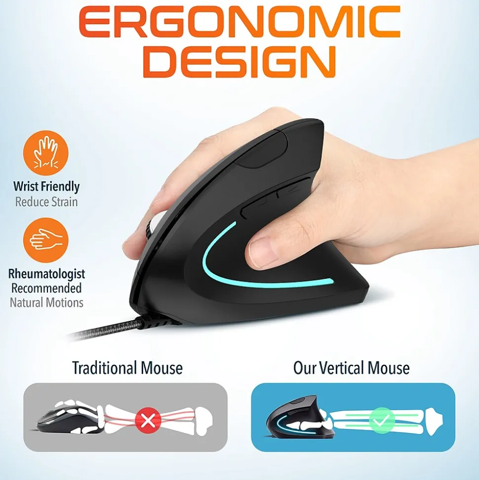 Ergonomic 12 Optical USB Mouse, Black (DMERG12-U) | Delton Online