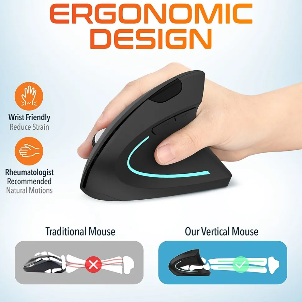 Ergonomic 12 Wireless Ergonomic Optical 2.4 GHz Gaming Mouse, Black (DMERG12-WB) | Delton Cheap