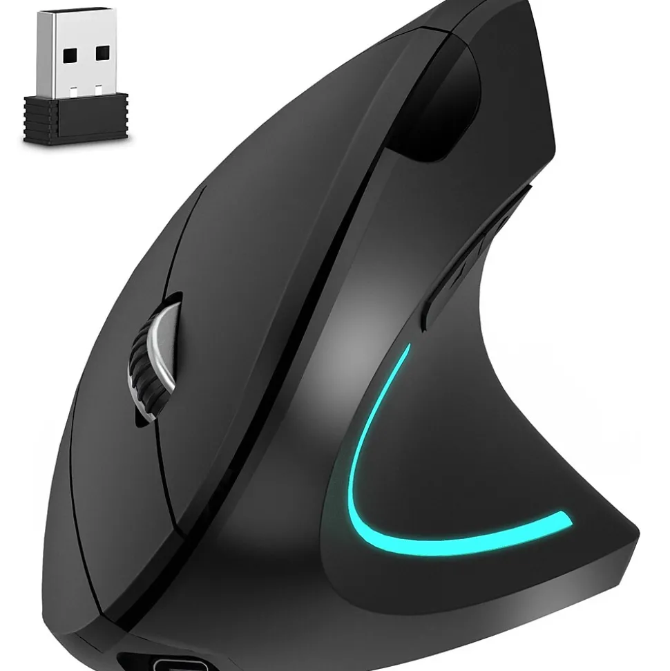 Ergonomic 12 Wireless Right Handed Optical 2.4 GHz Gaming Mouse, Black (DMERG12-WR ) | Delton New