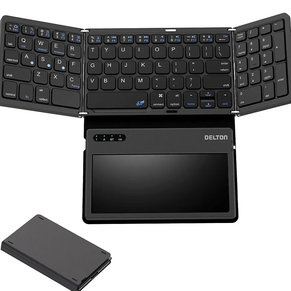F92 Foldable Portable Wireless Keyboard with Touchpad, Black (DKBF92) | Delton New