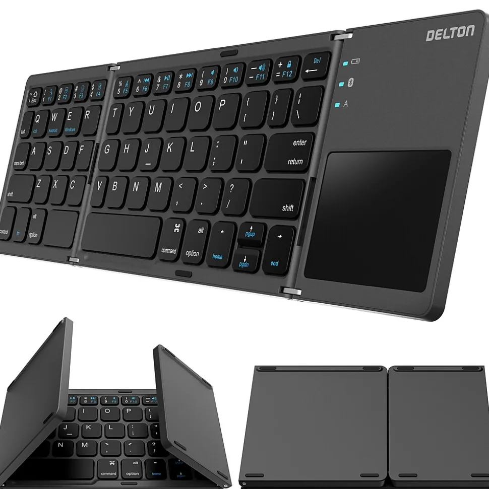 F75 Small Wireless Foldable Portable Keyboard and Touchpad, Black (DKBF75) | Delton Flash Sale
