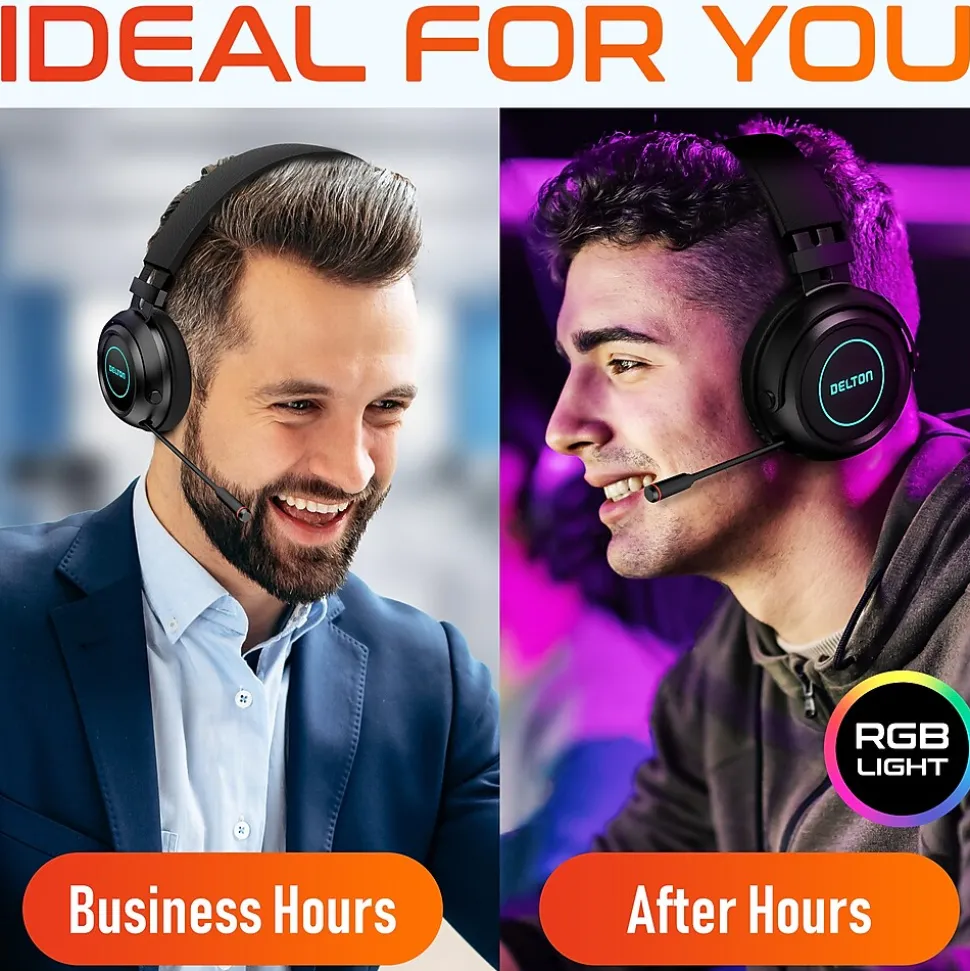 G520 Wireless Noise Canceling Bluetooth Stereo Business/Gaming Over-the-Ear Computer Headset, Black (DBHG520) | Delton Fashion